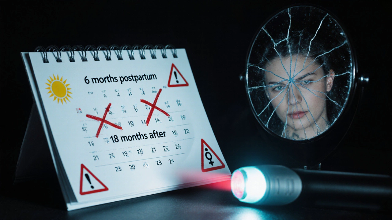 Календарь с датами и предупреждающими символами рядом с лазерным устройством