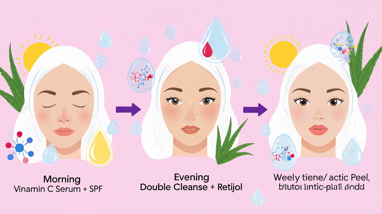 Схема ежедневного ухода за кожей после 40: утро, вечер и раз в неделю.