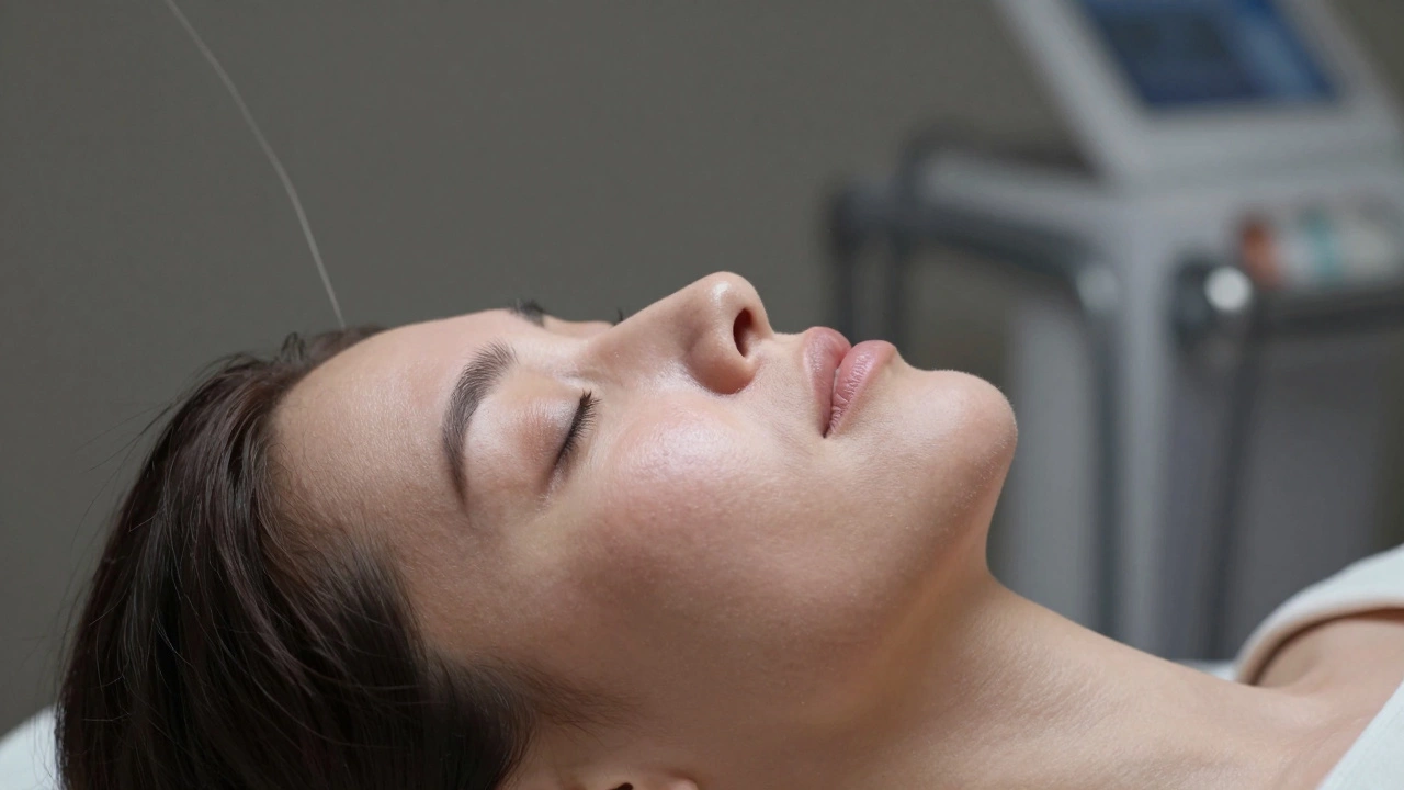 Сравнение кожи до и после лазерной процедуры с эффектом обновления коллагена.