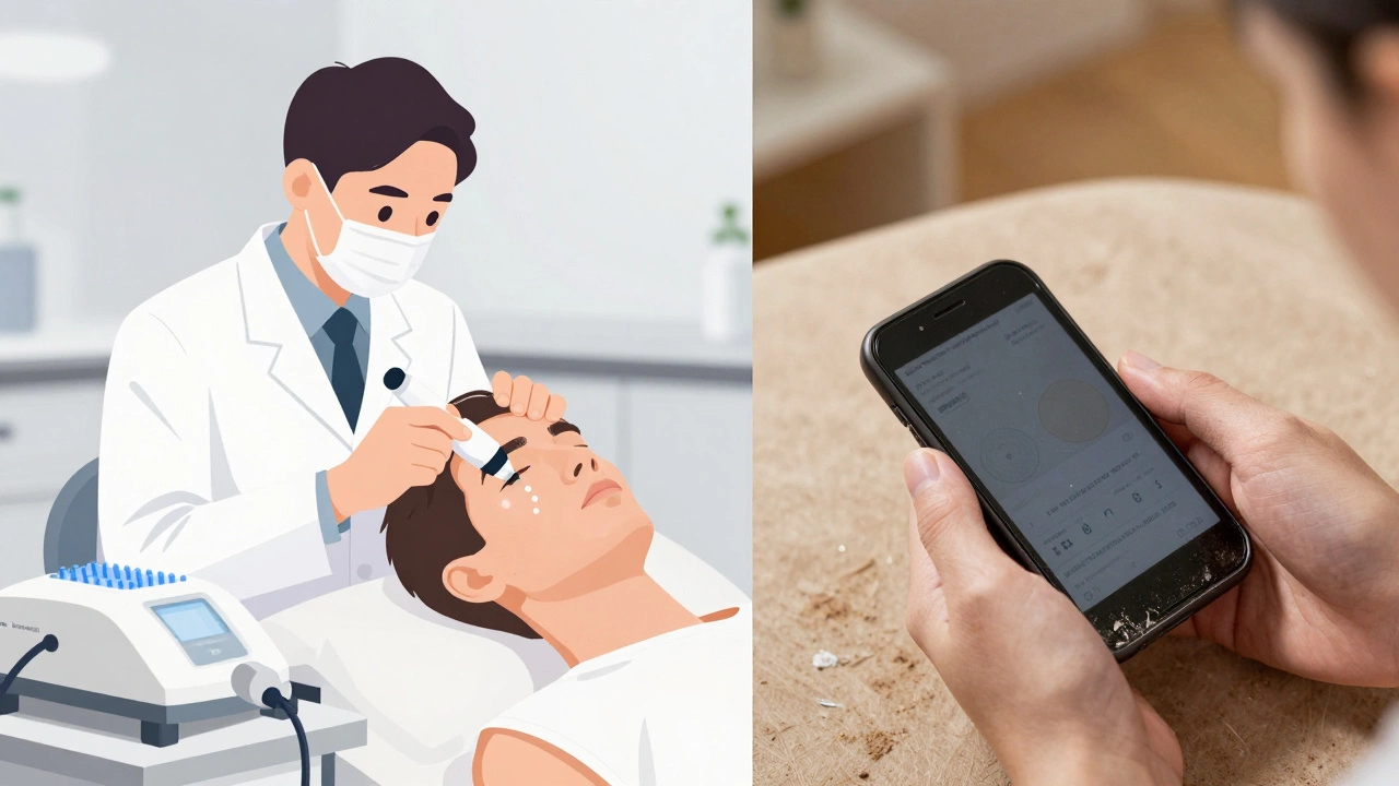 Сравнение безопасного ухода у дерматолога и опасного самолечения дома.