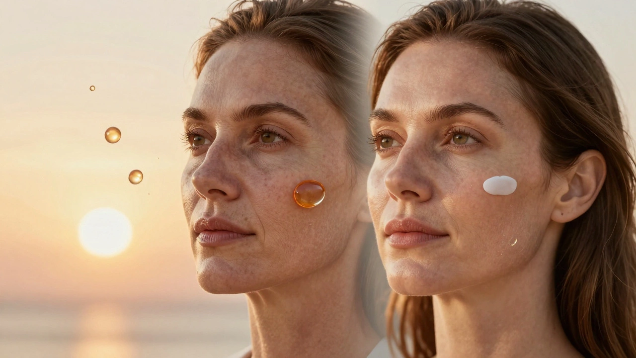 Сравнение естественного и подтянутого контура лица при утреннем свете, без следов хирургии.