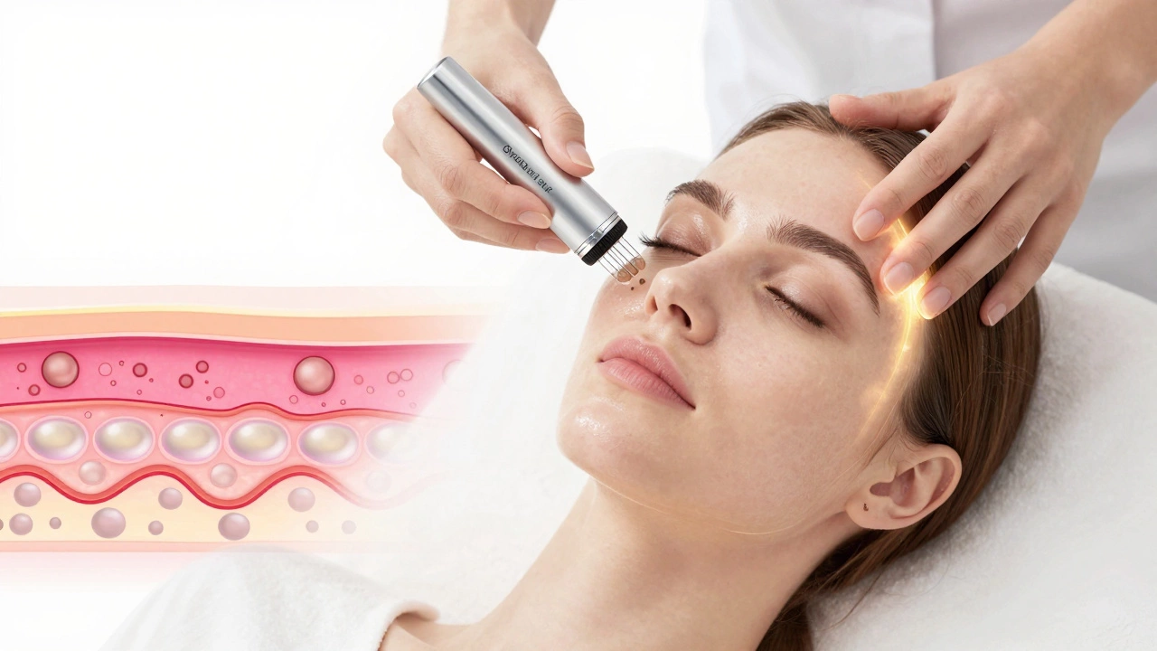 Процедура химического пилинга с ультразвуком и фототерапией.