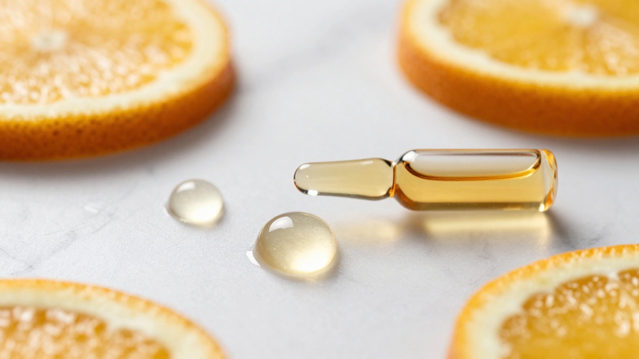 Крупный план активных ингредиентов косметических средств.