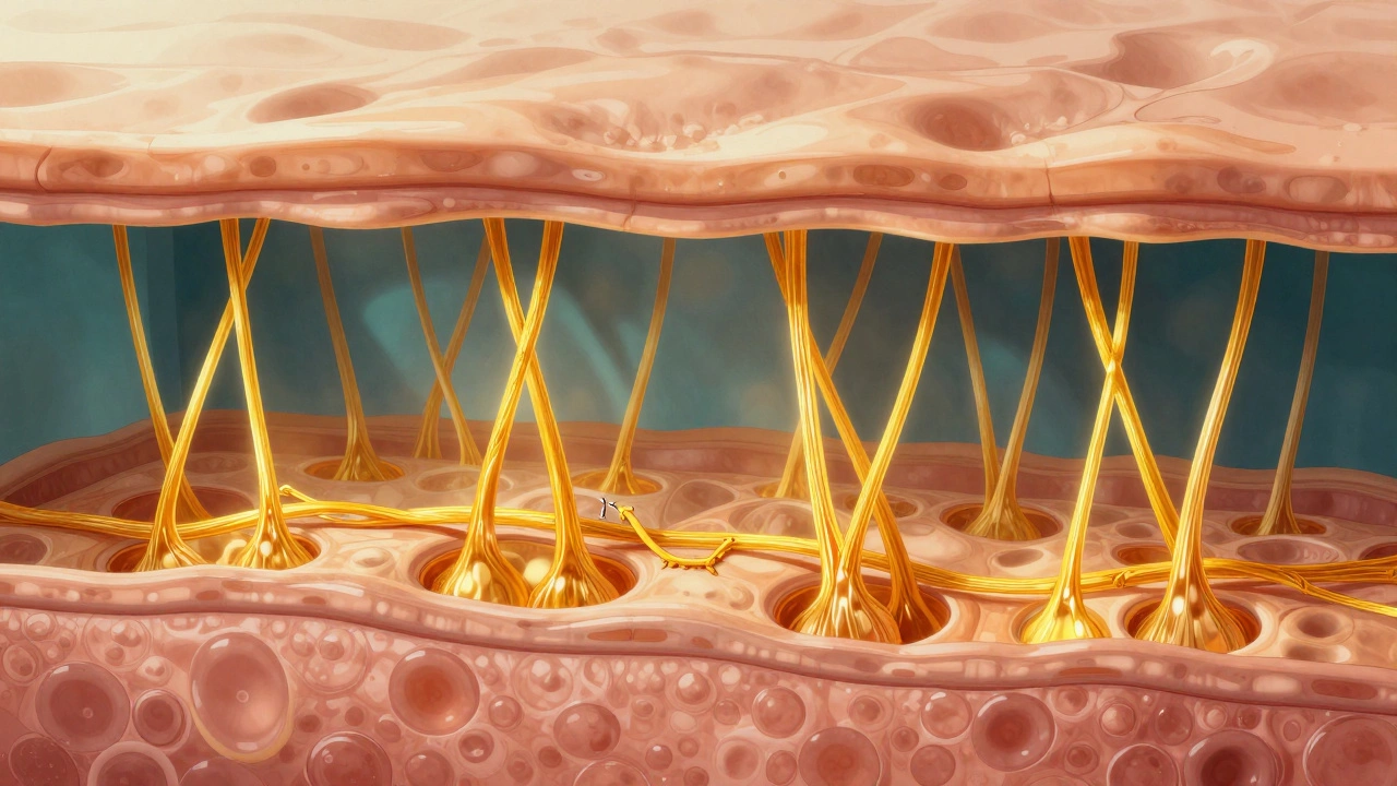 Микроскопическое изображение восстановления коллагена в коже под действием инфракрасного лазера.