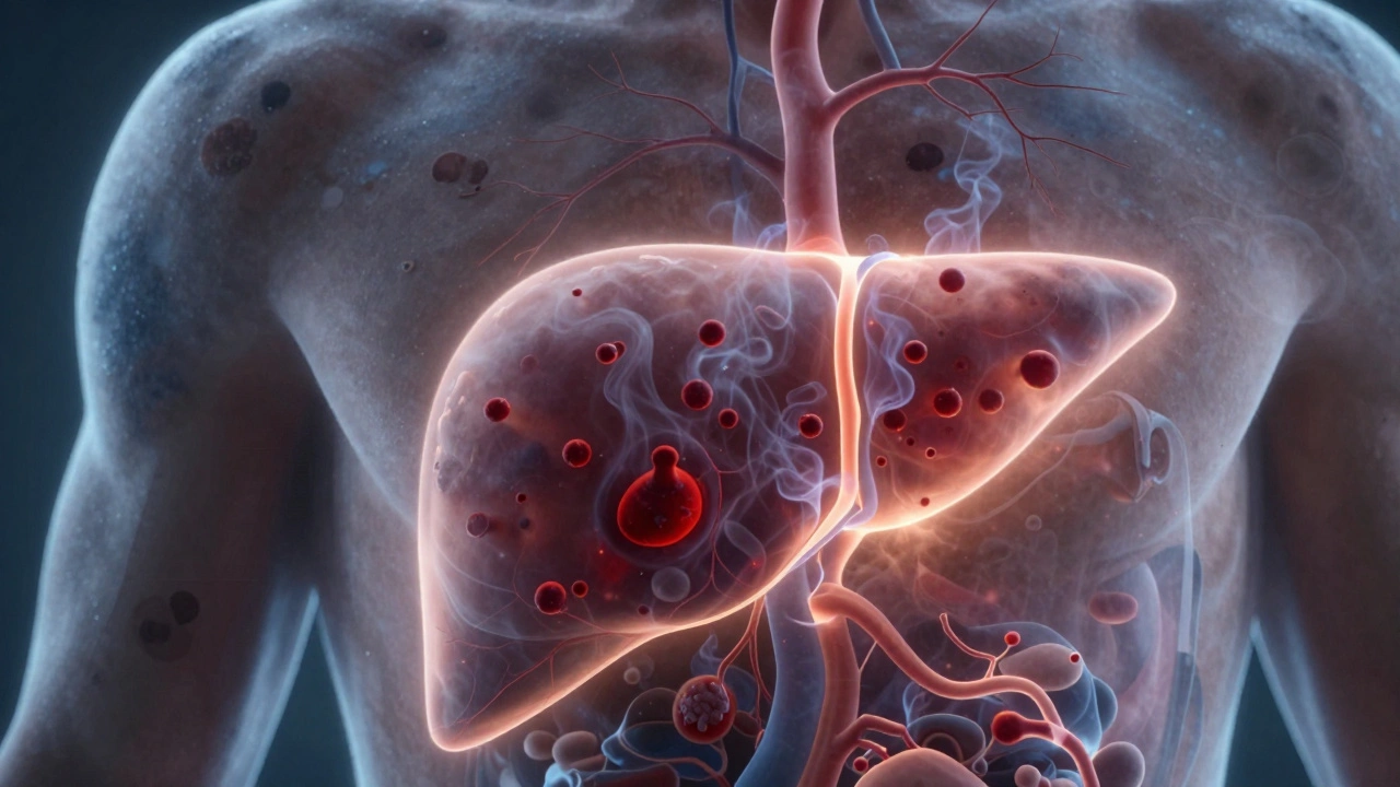 Печень как фильтр с заблокированными токсинами, которые проникают в кровь и вызывают пигментацию на коже лица.