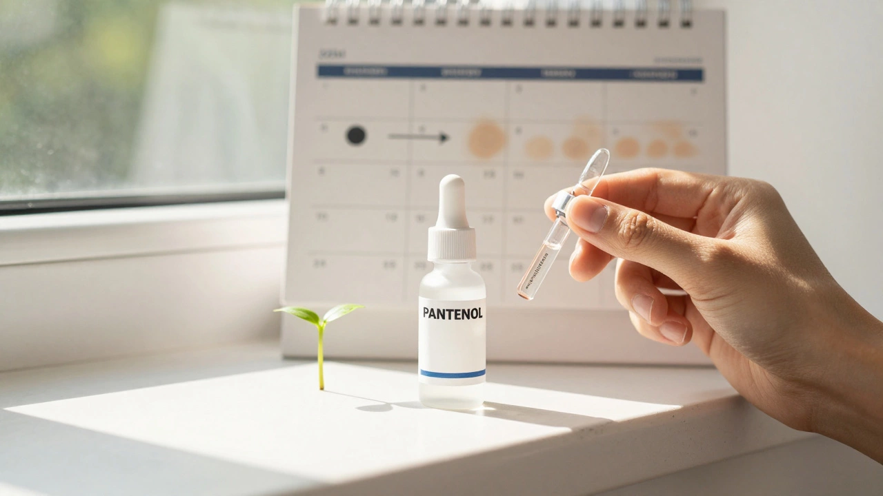 Средства для ухода после лазера: пантенол, гиалуроновая кислота и витамин С на подоконнике